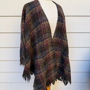 Weave Of The Irish Handcrafted Wool Blend Wrap Shawl Plaid Flannel One Size